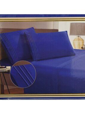 Elegant Comfort 1500 Premium Bed Sheet Set Twin Twin XL 4 Piece  Blue